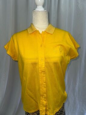 Dior Yellow Button-Down Short Sleeve Polo Shirt